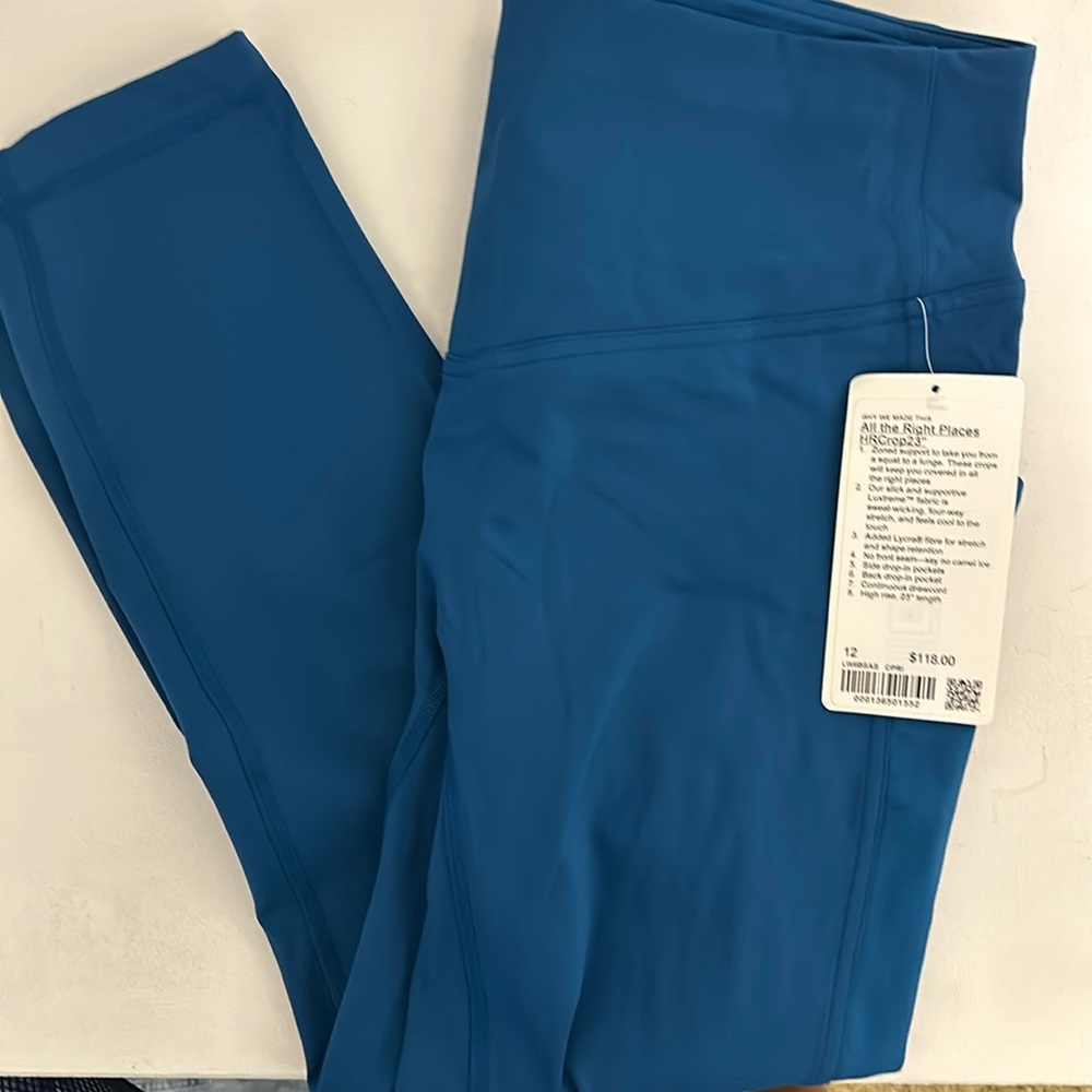 Lululemon all the right places pocket leggings blue 23” crop NWT